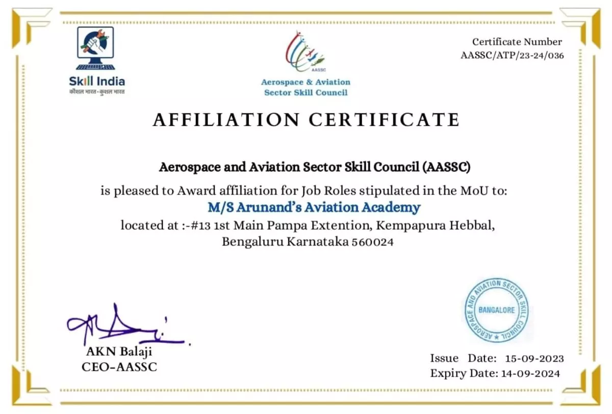 AASSC affiliation certificate
