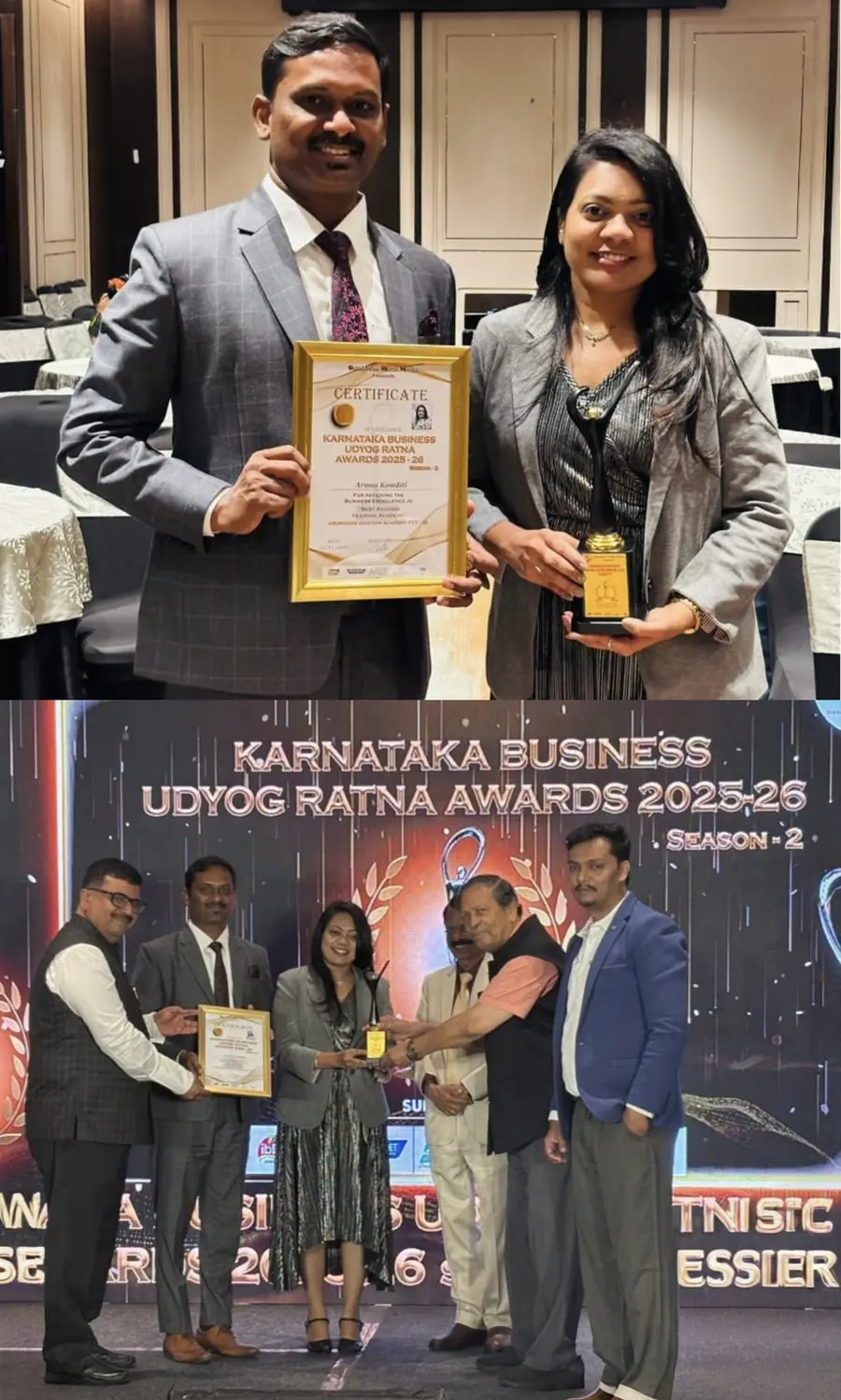 Arunand's Aviation Academy Karnataka Business Udyog Ratna Awards recognition